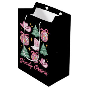 Sacola Para Presentes Média Coquete de Natal Western Como Botas de Menina Chap