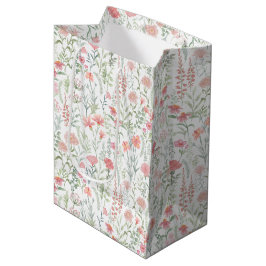 Sacola Para Presentes Média Coquete Feminino Campo de Flores Silvestres Rosa