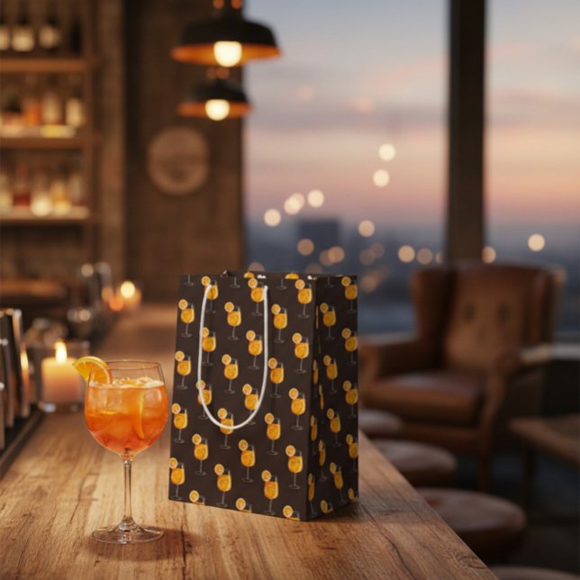 Sacola Para Presentes Média Coquetel de Bebida Aperol Spritz  (Criador carregado)