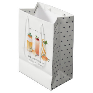 Sacola Para Presentes Média Coquetel de Fruta branca esfregando laranja Qualqu