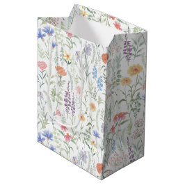 Sacola Para Presentes Média Coquette Feminine Wildflower Meadow