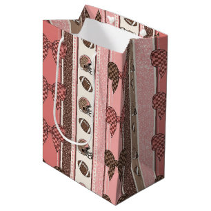 Sacola Para Presentes Média Coquette Futebol Laços Estilo Leopardo (2)