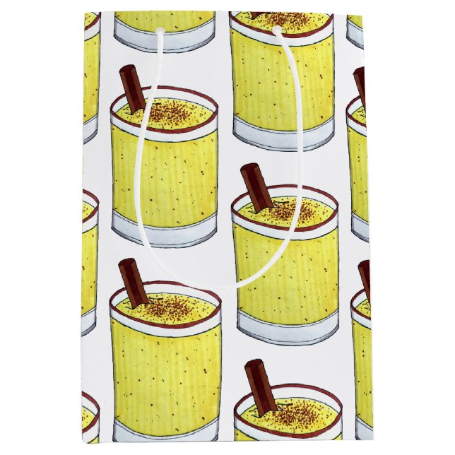 Sacola Para Presentes Média Coquito Puerto Rican Eggnog Rum Bebida de Natal (Frente)