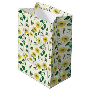 Sacola Para Presentes Média Cor da água Padrões de girassol Saco do Presente