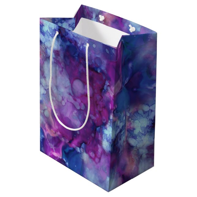Sacola Para Presentes Média cor d'água fantasia - vibração do espaço profundo: (Verso inclinado)