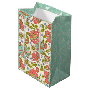 Sacola Para Presentes Média Cor-de-rosa e verde da pálpebra retrógrada