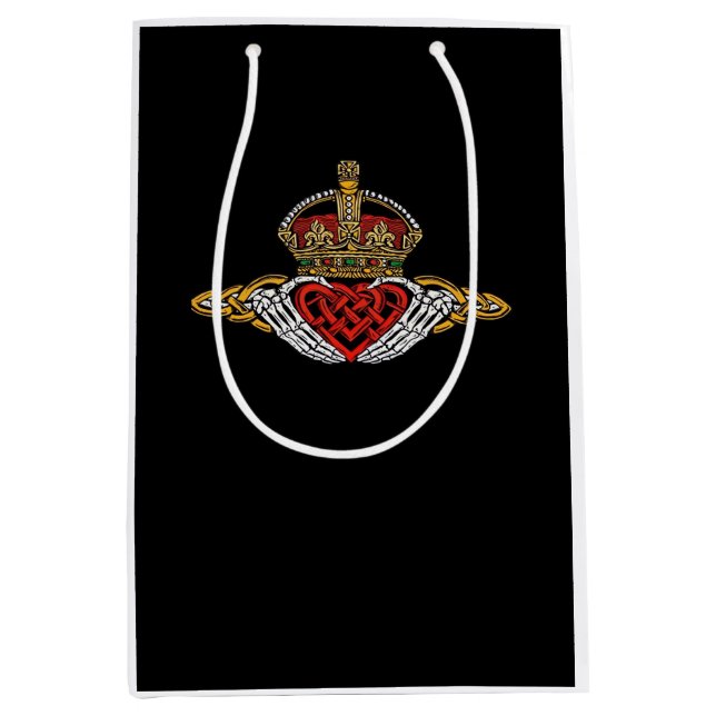 Sacola Para Presentes Média Cor do Skeleton Claddagh (Frente)