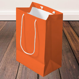 Sacola Para Presentes Média Cor Sólida Laranja Queimada