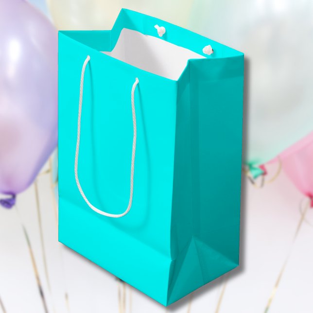 Sacola Para Presentes Média Cor Sólido Azul Neon | Clássico (Criador carregado)