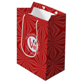 Sacola Para Presentes Média Coração Bandeira do Amor Mexicano Personalizado 