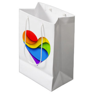 Sacola Para Presentes Média Coração em forma de arco-íris de SlipperyJoe verme