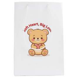 Sacola Para Presentes Média Coração Macio Grande Amor Urso de Pelúcia Fofo