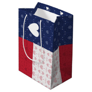 Sacola Para Presentes Média Coração Padrão no Estado do Texas Bandeira Média d