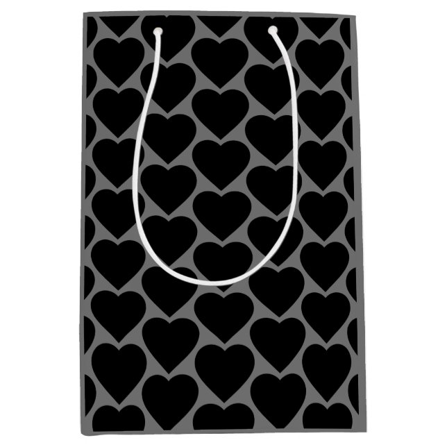 Sacola Para Presentes Média Coração Preto (Frente)