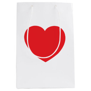 Sacola Para Presentes Média Coração Vermelho Branco Moderno Simples Gráfico