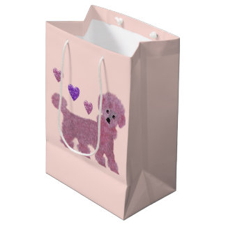 Sacola Para Presentes Média Corações da caniche