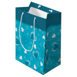 Sacola Para Presentes Média Corações do azul do dia dos namorados