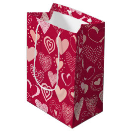 Sacola Para Presentes Média Corações doces cor-de-rosa-namorados