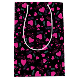 Sacola Para Presentes Média Corações e Amor Rosa Bonitos - padrão romântico