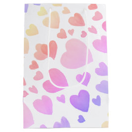 Sacola Para Presentes Média Corações Flutuantes em Aquarela (Personalizável)