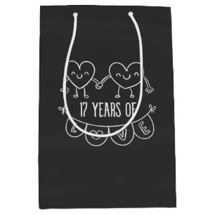 Sacola Para Presentes Média Corações Gift Chalk do 17.º Aniversário