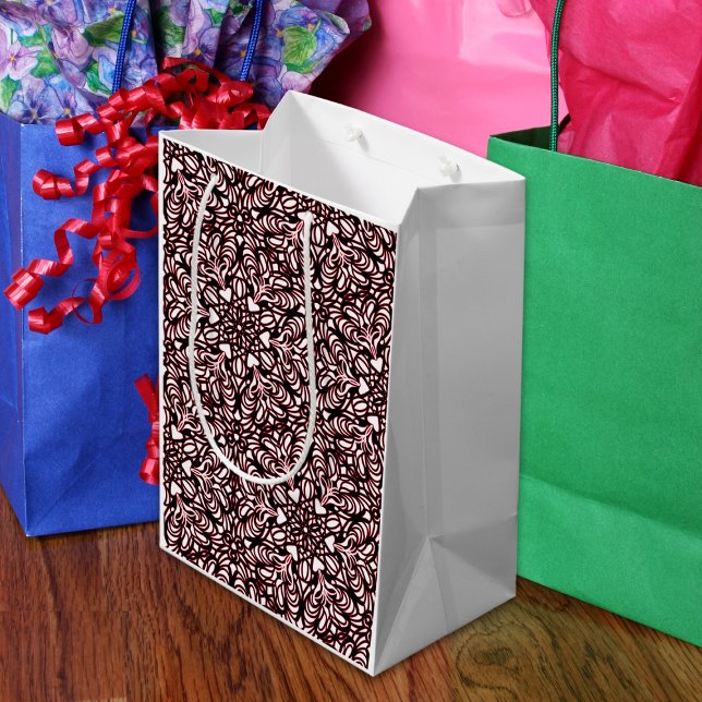 Sacola Para Presentes Média Corações Vermelho, Preto, Branco (Criador carregado)