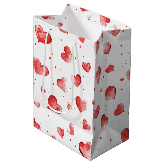 Sacola Para Presentes Média Corações Vermelhos (Frente inclinada)