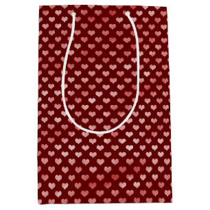 Sacola Para Presentes Média Corações Vermelhos Cor-de-Rosa