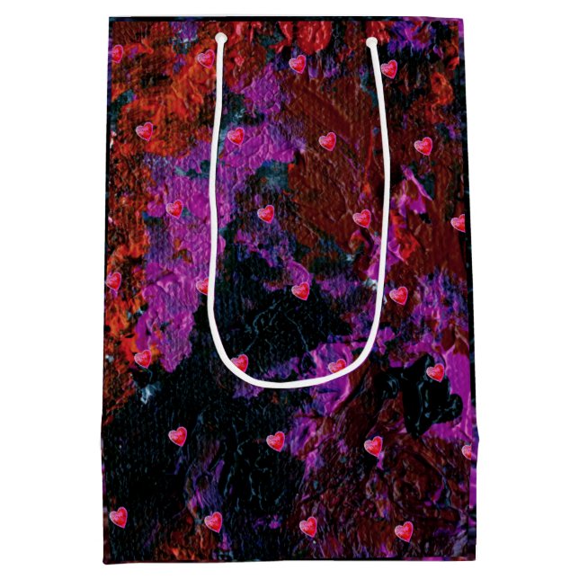 Sacola Para Presentes Média Corações Vermelhos Quentes (Verso)