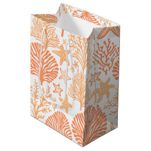 Sacola Para Presentes Média Coral e laranja-peixe-estrela