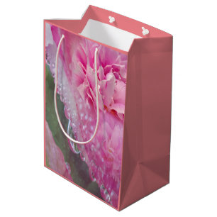 Sacola Para Presentes Média Coral, Grama e Sangue Rosa-de-Pênia Saco Médio de