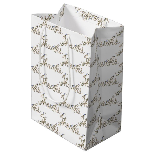 Sacola Para Presentes Média Corda e Obrigado Ivy  (Verso inclinado)
