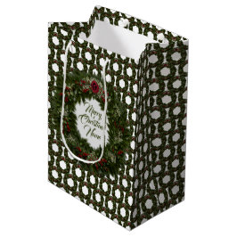 Sacola Para Presentes Média Coroa de Natal