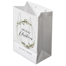 Sacola Para Presentes Média Coroa Minimalista de Natal