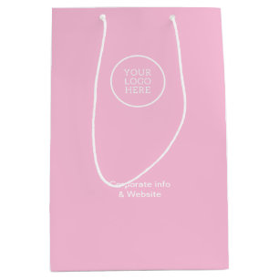 Sacola Para Presentes Média Corporação de logotipo mínimo rosa para negócios e