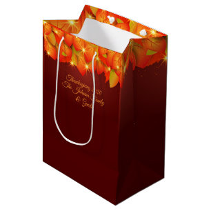 Sacola Para Presentes Média Correspondência Ação de Graças Laranja Nome de
