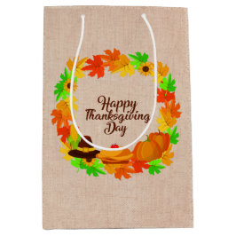 Sacola Para Presentes Média Correspondência Conjunto Ação de Graças Dourada Wr