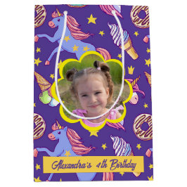 Sacola Para Presentes Média Cortar Unicórnios, Rosquinha e Sorvete personaliza