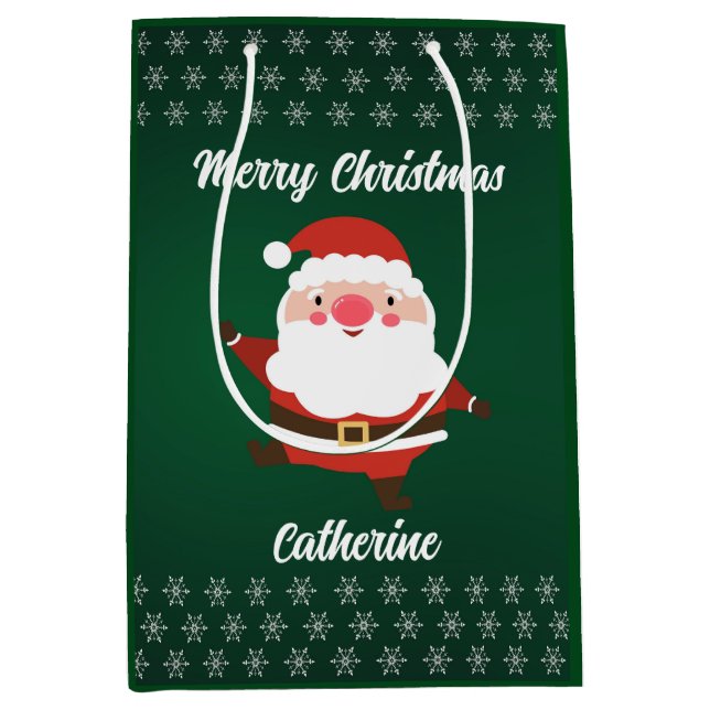 Sacola Para Presentes Média Corte Quântico Moderno, Vermelho Festivo e Verde (Frente)