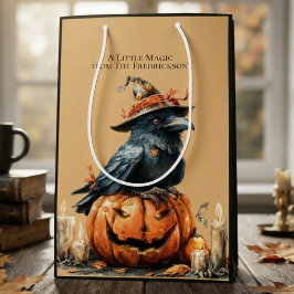 Sacola Para Presentes Média Corvo de Halloween Gótico Onyx Caprichoso