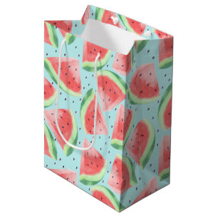 Sacola Para Presentes Média Cóta Verão Kawaii Watercolor Melão