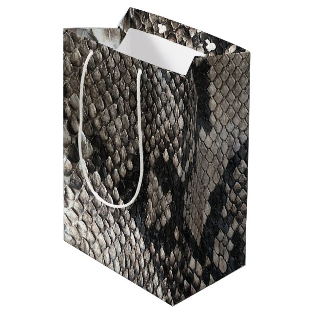 Sacola Para Presentes Média Couro de Cobra Python de Luxo - Moda Rica e Elegan (Verso inclinado)