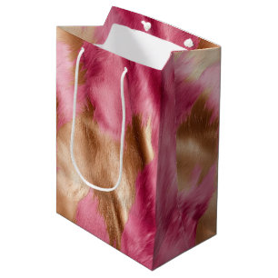 Sacola Para Presentes Média Cowhide Dourada-rosa ocidental