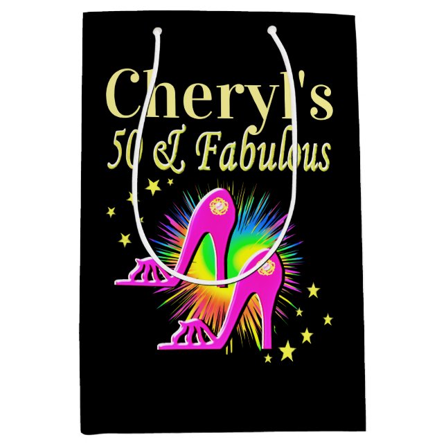 SACOLA PARA PRESENTES MÉDIA COZINHOS ELEVADOS PINTOS PERSONALIZADOS 50.º ANIVE (Frente)