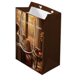 Sacola Para Presentes Média Cozy Autumn Vibes | Personalized Fall Cabin Window