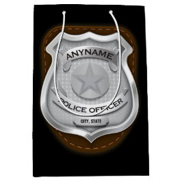 Sacola Para Presentes Média Crachá Personalizado de Polícia Oficial Delegado P