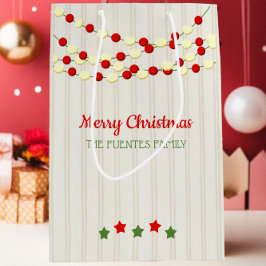 Sacola Para Presentes Média Cranberry e pipoca Russo Beadboard Natal