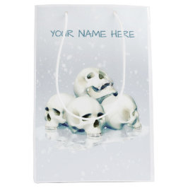 Sacola Para Presentes Média Crânios na neve. Personalizado