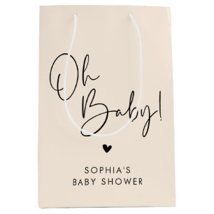 Sacola Para Presentes Média Cream Beige Oh Baby Modern Boho Chá de fraldas