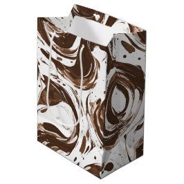 Sacola Para Presentes Média Creamy Brown Chocolate Swirls Aniversário